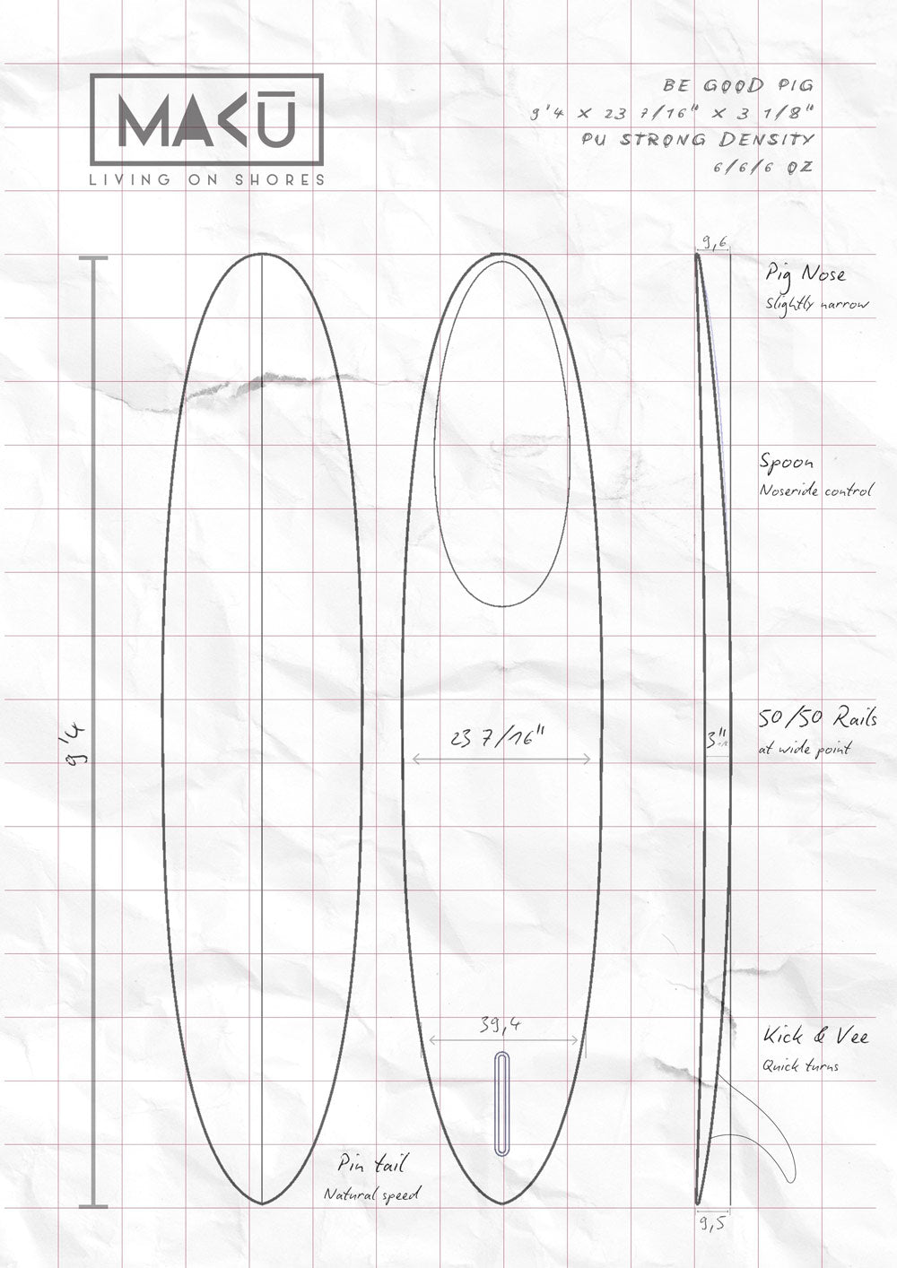 MAKU Surf Longboard Be Good Pig